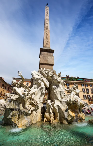 Fonte dos Quatro Rios. Piazza Navona, Roma. Itália — Fotografia de Stock