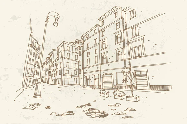 Roma, İtalya 'daki sokak manzarasının vektör çizimi.