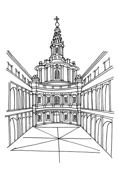 La Sapienza 'daki Aziz Yves' in vektör çizimi (Chiesa di Sant 'Ivo alla Sapienza). Roma. İtalya.