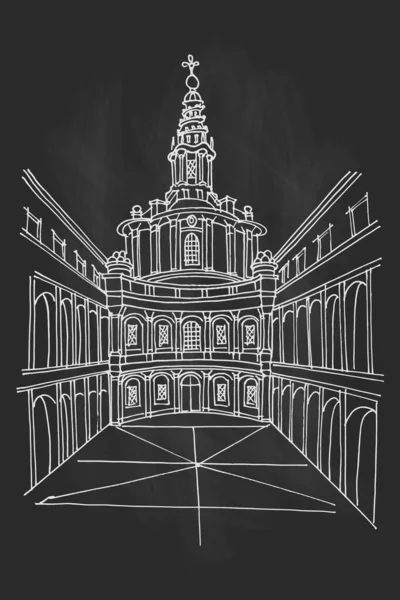 La Sapienza 'daki Aziz Yves' in vektör çizimi (Chiesa di Sant 'Ivo alla Sapienza). Roma. İtalya.