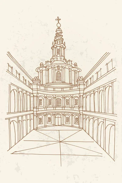 La Sapienza 'daki Aziz Yves' in vektör çizimi (Chiesa di Sant 'Ivo alla Sapienza). Roma. İtalya.