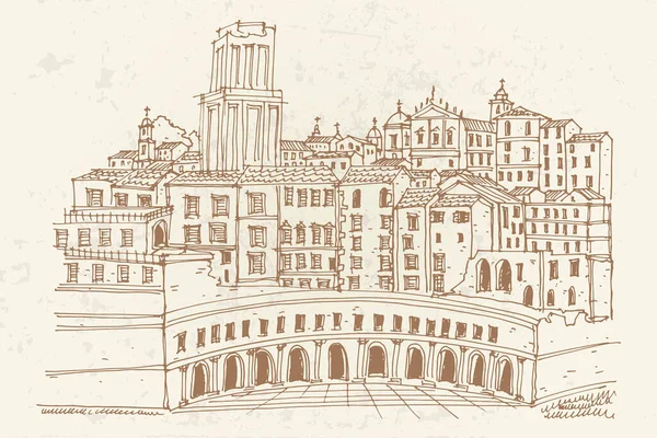 Trajan Pazarı Nın Mercati Traianei Vektör Çizimi Roma Talya — Stok fotoğraf