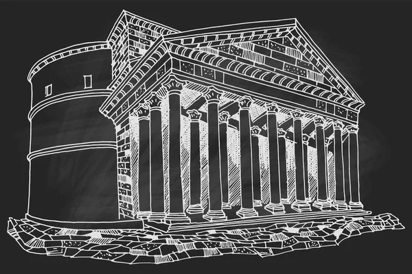 Pantheon Vektoros Vázlata Róma Olaszország Retro Stílus — Stock Fotó
