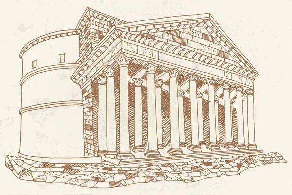 Croquis Vectoriel Panthéon Rome Italie Style Rétro — Photo