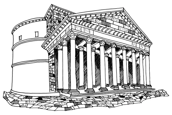 Vektorový Náčrt Pantheonu Řím Itálie — Stock fotografie