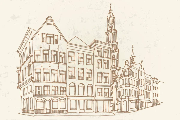 Векторный Скетч Уличной Сцены Антверпене Бельгия — стоковое фото