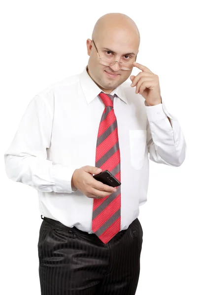 Affärsman med mobiltelefon — Stockfoto