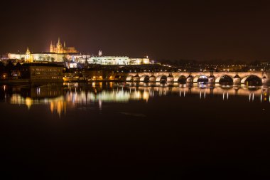 Prag akşam manzarası. Çek Cumhuriyeti