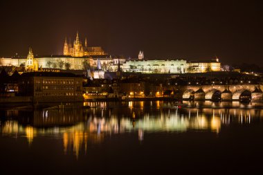 Prag akşam manzarası. Çek Cumhuriyeti