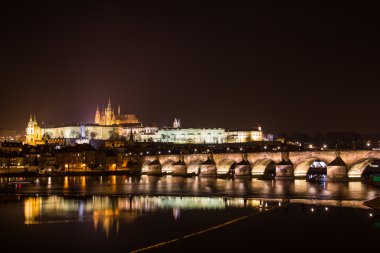 Prag akşam manzarası. Çek Cumhuriyeti