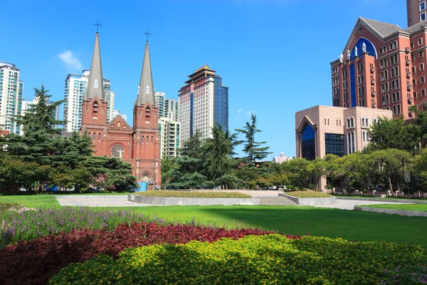 Paisaje urbano - la plaza de la Catedral de San Ignacio — Foto de Stock