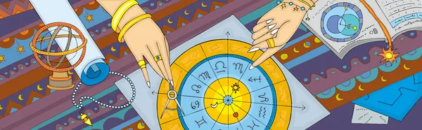 Banner de pronóstico de astrología — Archivo Imágenes Vectoriales