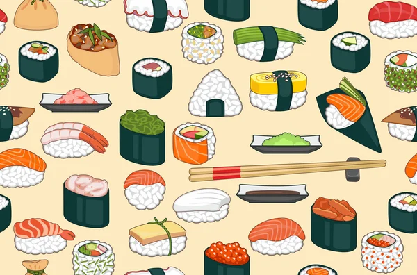 Sushi fondo sin costuras — Archivo Imágenes Vectoriales