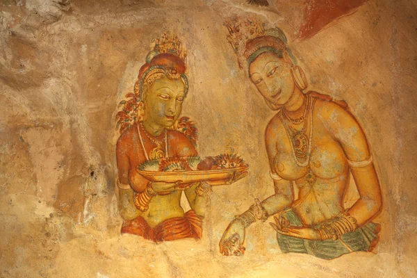 Frescos, rocha de Sigiriya Lion Fotos De Bancos De Imagens Sem Royalties