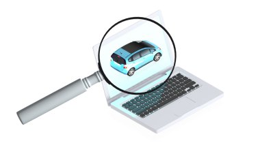yüksek Detaylı laptop ve onlara araba.