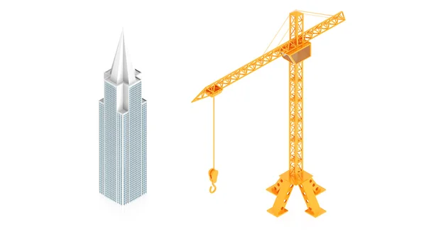 Cranes in panoramic picture — Stock Photo, Image