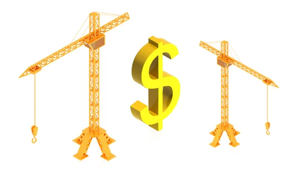 Cranes in panoramic picture — Stock Photo, Image