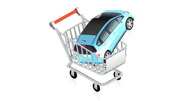 Shopping cart with item — Stock Photo, Image