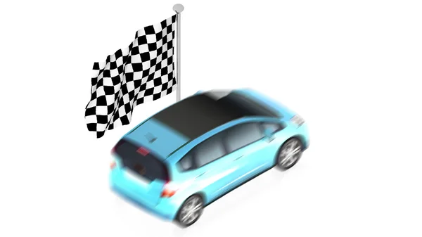 Finish flag with car — Stock Photo, Image