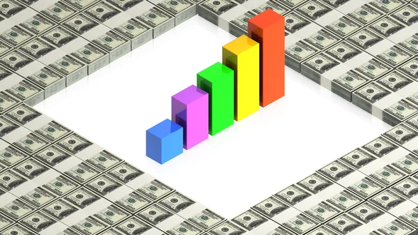 Chart on paper dollars — Stock Photo, Image