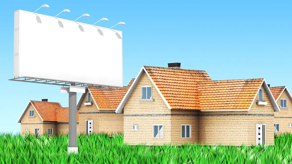 Advertising billboard with houses — Stock Photo, Image