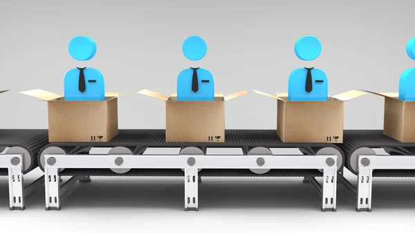 Yeni çalışanı ile Konveyör bant