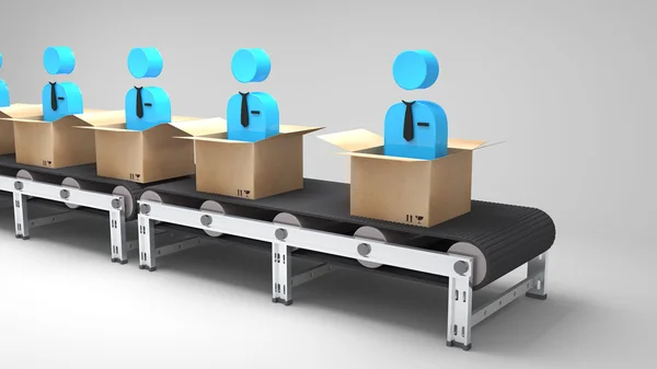 Yeni çalışanı ile Konveyör bant