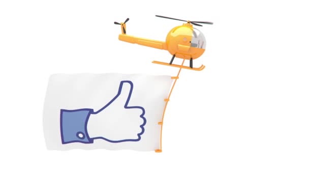 Helikopter met als knop vlag — Stockvideo