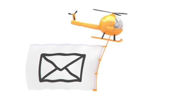 Helikopter met mail vlag — Stockvideo