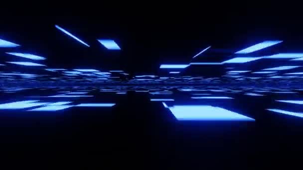 Blauer Neonlichttunnel Loop Hintergrund — Stockvideo