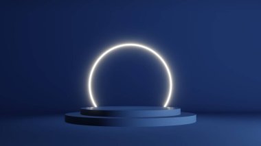 Podyum mavi neon daire adımları.