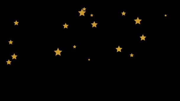 Hvězdy Pomalu Padají Zlatě Průhledné Pozadí — Stock video