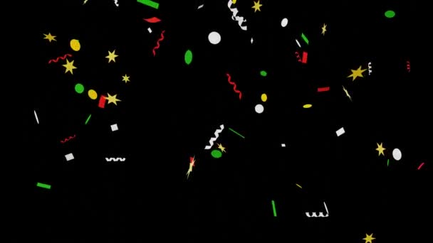Multi Gekleurde Confetti Vallen Transparante Achtergrond — Stockvideo