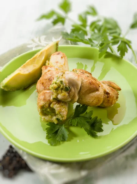 Rolled up with avocado cream and parsley, selective focus — Stock Photo, Image