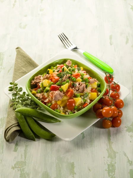 Ensalada de arroz frío con atún y piña —  Fotos de Stock