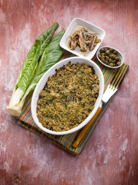 swiss chard hamsi ve Kapari graten