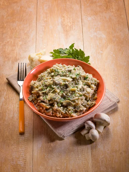 Barley risotto with mushroom — Stock Photo, Image