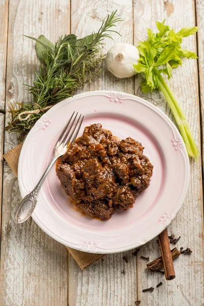 Venison Stew Traditional Italian Recipe — Fotografia de Stock