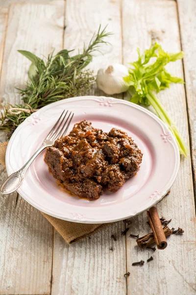Venison Stew Traditional Italian Recipe — Fotografia de Stock