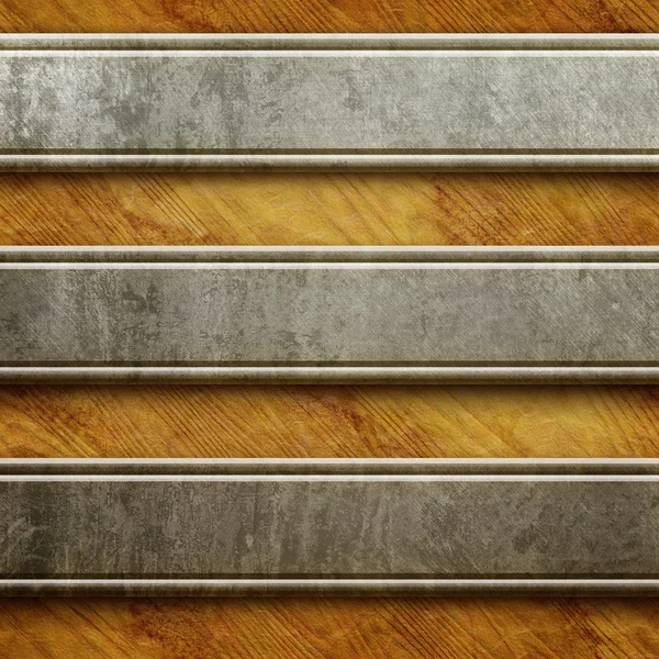 Metalen bord op oude houten achtergrond — Stockfoto