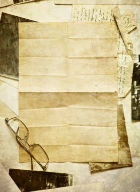 eski kağıt, mektup ve fotoğraf ile antika arka plan