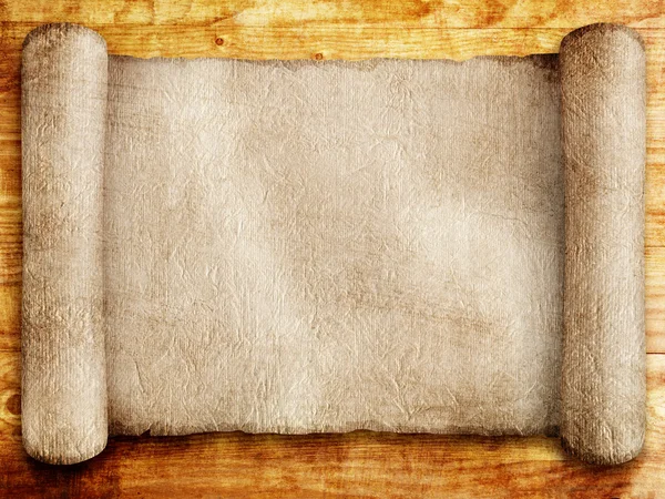 Antiguo manuscrito de papel sobre textura de madera marrón — Foto de Stock