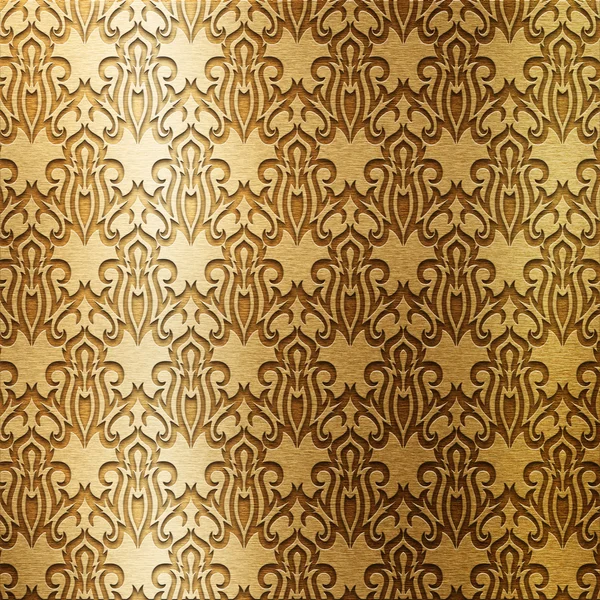 Gouden metalen plaat met klassieke ornament — Stockfoto