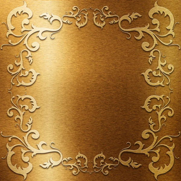 Gold Metallteller mit klassischem Ornament — Stockfoto