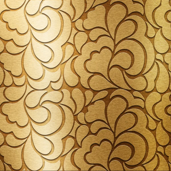 Золотая металлическая пластина с классическим орнаментом — стоковое фото