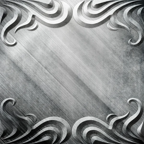 Серебряная металлическая пластина с классическим орнаментом — стоковое фото