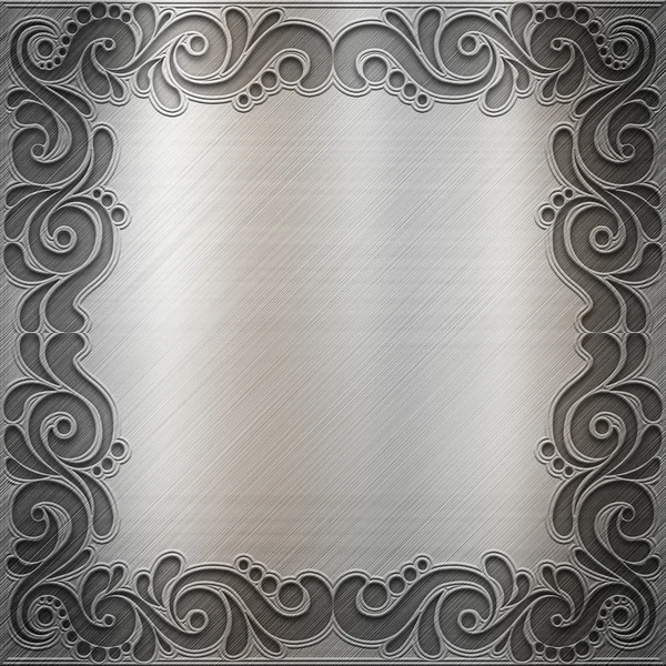 Srebrny blachy z klasyczny ornament — Zdjęcie stockowe