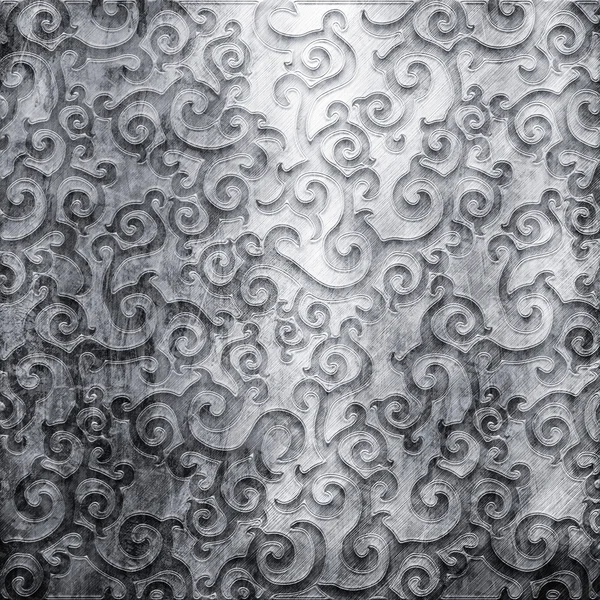 Zilver metalen plaat met klassieke ornament — Stockfoto