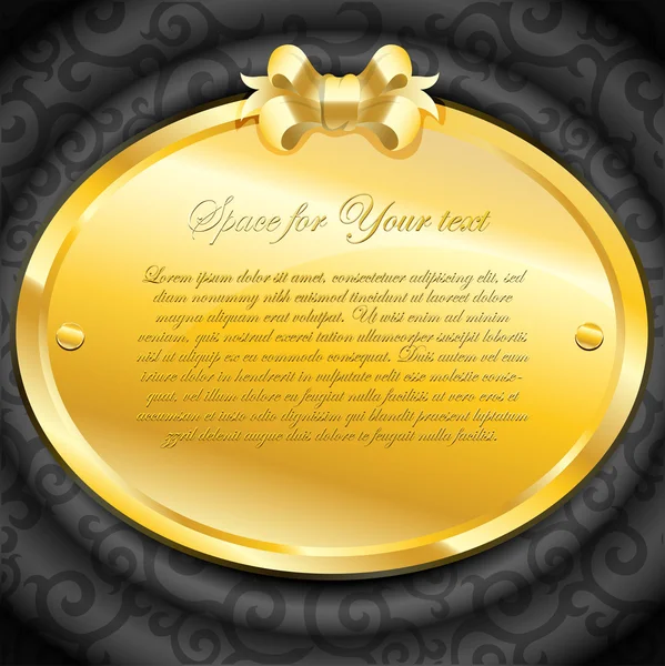 Placa dourada em tecido de luxo preto — Vetor de Stock
