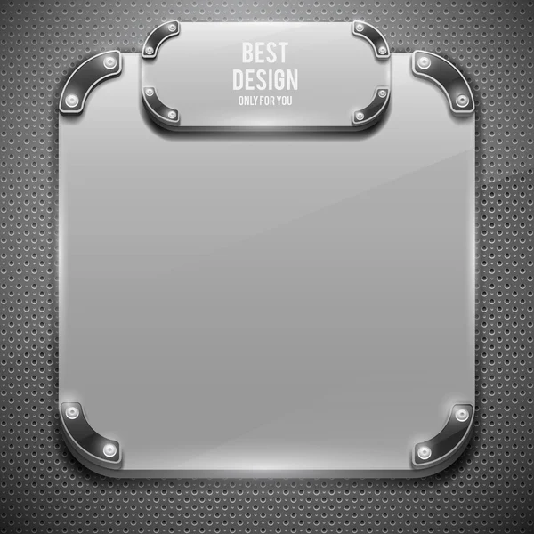 Placa de metal sobre fondo de carbono — Vector de stock